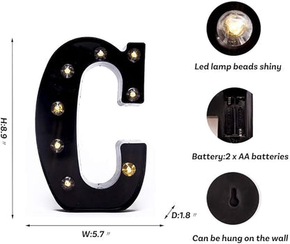 Foaky Black LED Marquee Number Lights Sign Light Up Marquee Number Lights Sign for Night Light Wedding Birthday Party Battery Powered Christmas Lamp Home Bar Decoration