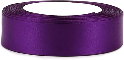 Purple Solid Satin Ribbon 1 Inch 25 Yards Solid Polyester Fabric Ribbon for Gift Wrapping Wedding Christmas Baby Shower Birthday Party Decoration Handmade Immortal Flower Craft