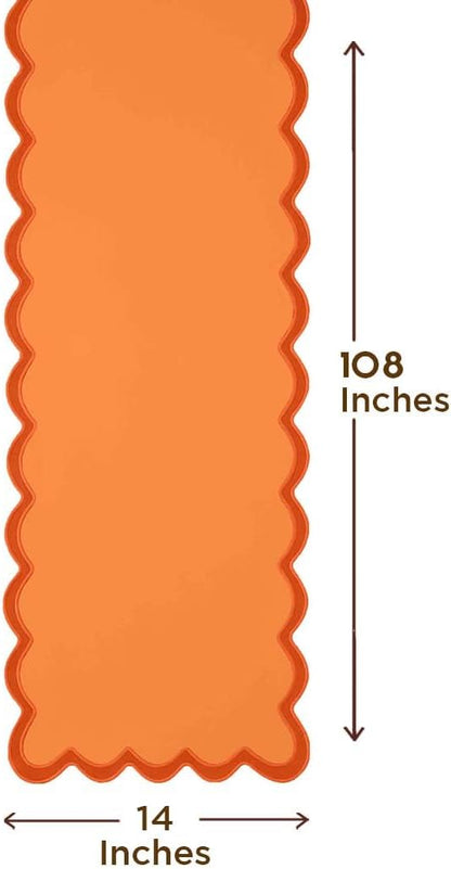 Folkulture Table Runners | Fall Table Runner 108 inches Long | 100% Cotton Table Runner for Fall Decor or Boho Decor | Orange Table Runners for Dining Room | Thanksgiving Decorations for Home