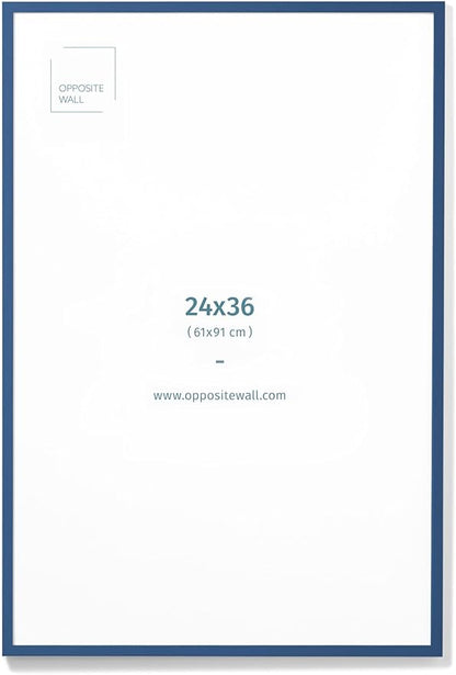 Opposite Wall - 24x36 in - Real Wood Blue Picture Frame - Lightweight, Versatile & Shatterproof - Large Wall Hanging Photo or Poster Frame - Wall Decor for Office, Gallery & Home