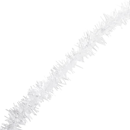 Mandala Crafts White Tinsel Garland - Thin Metallic Foil Glitter Mini Garland for Christmas Tree, Party, Wedding Decor, and Holiday Decorations