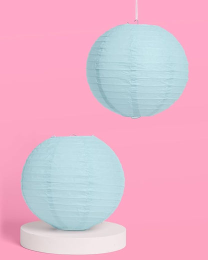 xo, Fetti Blue Coastal Paper Lanterns - 6 pcs. | Beach Party Decorations, Bachelorette Lights, Nautical Birthday Tablescape, Seaside Shower Centerpiece