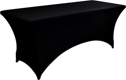 10-Pack 6ft Black Spandex Table Covers for Rectangle Standard Folding Tables - Wrinkle Resistant Stretch Tablecloths - Ultimate Fitted Table Protector for Parties, Banquet, Wedding