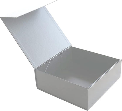 CECOBOX - Gift Boxes with Lids for Presents 6"x6"x2.75" - Matte, Collapsible Magnetic Closure Gift Box - Groomsmen & Bridesmaid Proposal Boxes, Wedding, PR, Birthdays, Holidays (White)