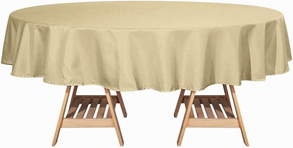 Efavormart Round Tablecloth, 90 Inch Stain & Wrinkle Resistant Washable Table Cloth, Decorative Polyester Fabric Table Cover for Banquet, Wedding, Dining- Champagne