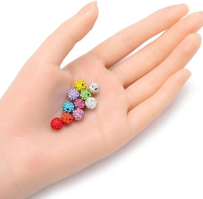 100pcs Adabele Grade A Suncatcher Crystal Rhinestone Pave Loose Beads 8mm Sapphire Blue Polymer Clay Disco Ball Spacers Compatible with Shamballa All Craft Jewelry Making DB8-13