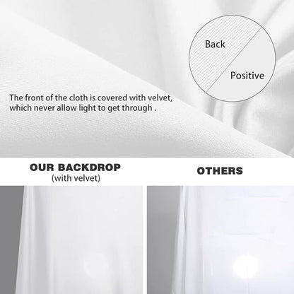 10x12ft White Backdrop for Photography, Polyester White Screen with 4 Clamps for Multiple Occasions