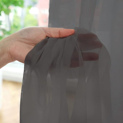 Window Dark Grey Sheer Curtains 60 Inches Width 160 Inches Long 2 Panels Sheer Curtain Clear Curtains Basic Rod Pocket Panel for Home Living Room Bedroom Kids Room Yard Patio Parlor Sliding
