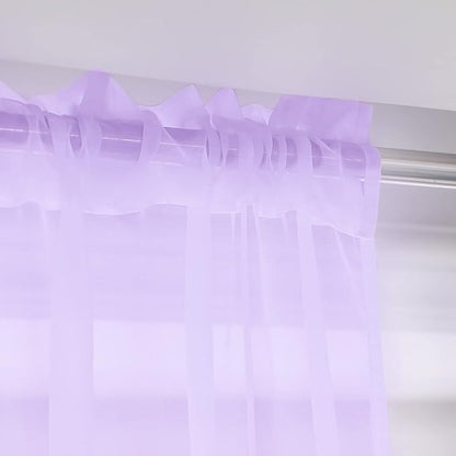 Window Purple Sheer Curtains 48 Inches Width 108 Inches Long 2 Panels Sheer Curtain Clear Curtains Basic Rod Pocket Panel for Home Living Room Bedroom Kids Room Yard Patio Parlor Sliding
