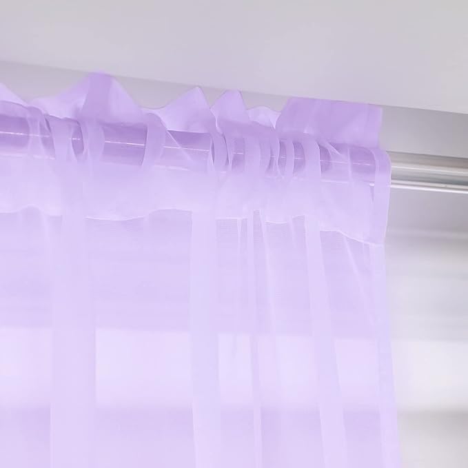 Window Purple Sheer Curtains 120 Inches Long 2 Panels Sheer Curtain Basic Rod Pocket Panel for Bedroom Children Living Room Yard Kitchen (Purple, 52" W x 120" L | 2 pcs)