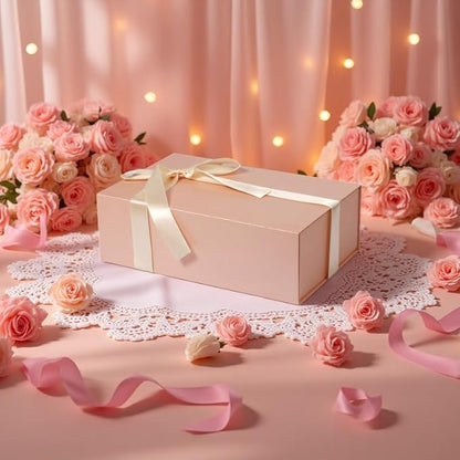 Rinrda Large Pink Gift Box,13.75"x9"x4.5", Gift Boxes with Magnetic Lids for Presents Closure Gift Packing for Birthday,Christmas, Halloween,Wedding,Bridal Gifts,Mother's Day Gift Packging