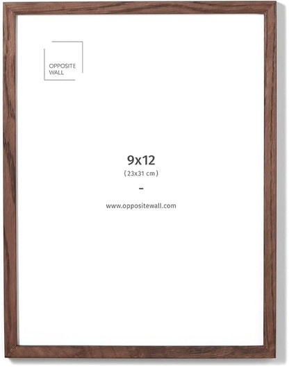 Opposite Wall - 9x12 in - Dark Oak Wood Picture Frame - Lightweight, Versatile & Shatterproof - Wall Hanging Poster or Photo Frame - Wall Decor for Office, Gallery & Home