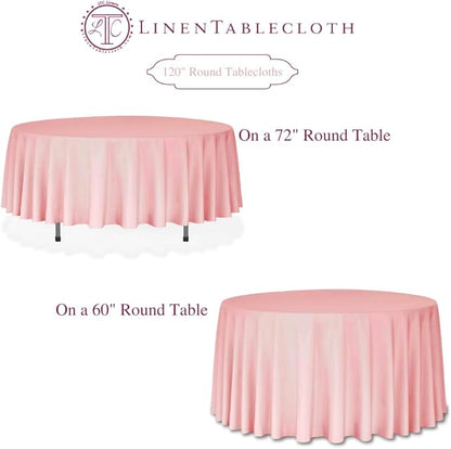 LTC LINENS 10 Pack 120 Inch Round Tablecloth Fuchsia for 60 Inch Round Table - Bulk Round Table Cover - Washable, Wrinkle Resistant Polyester Fabric Cloth for Wedding, Party