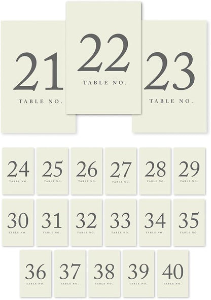Andaz Press Table Numbers 21-40 on Perforated Paper, Ivory, 4x6-inch Single Sided Sign, 1-Set, For Weddings, Engagement