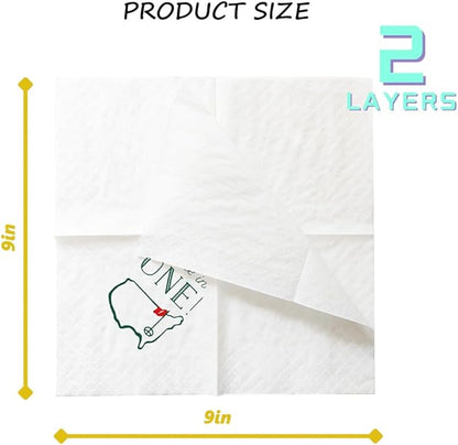 Golf Cocktail Napkins 2-Pack, 200 Count Hole in One First Birthday Golf Themed Paper Disposable Napkins for Baby 1st Hole In One Birthday Decorations, Golf Party Supplies, 2-Ply, 5x5 Inches