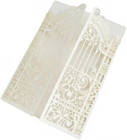 MillaSaw Glitter Ivory Invitation Card For Marriage Birthday House Warming Invitation Kits (IVORY GLTTER, 4.9"x7.1")