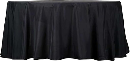 Efavormart Round Tablecloth, 132 Inch Stain & Wrinkle Resistant Washable Table Cloth, Decorative Polyester Fabric Table Cover for Banquet, Wedding, Dining- Black
