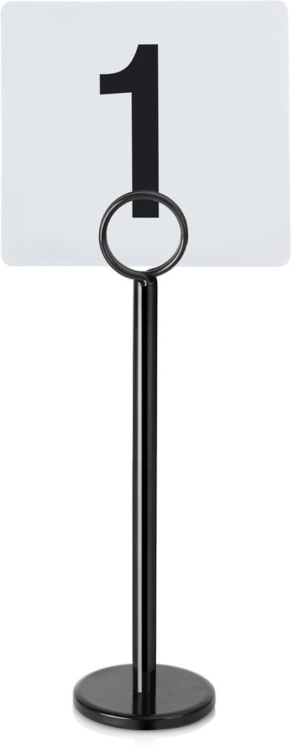 New Star Foodservice 27693 Ring Clip Table Number Card Holders, w/Number Cards, 1 to 24, Set of 24, 8-Inch, Black Stand