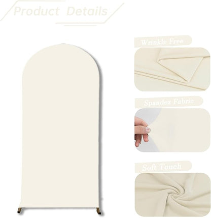 bricia Wedding Arch Backdrop Stand Cover, 7.2FT Double Sided Stretchy Arch Cover Fitted Wedding Birthday Party Banquet Decoration (Beige 86.4''Lx48''W)