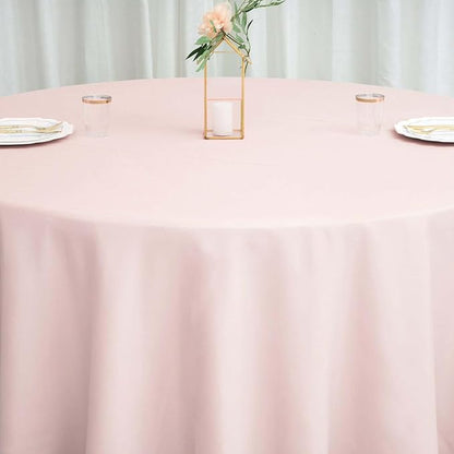 Efavormart Round Tablecloth, 120 Inch Stain & Wrinkle Resistant Washable Table Cloth, Decorative Polyester Fabric Table Cover for Banquet, Wedding, Dining - Blush