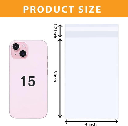 PigPotParty 4''x 6" Clear Plastic Cellophane Gift Wrap Bags, 100 Pcs Small Self Sealing Cookie Bags for Gift, Party favor, Candy, Treat, Goodies, Snack, Self Adhesive Resealable