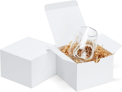 Eupako White Gift Boxes 5x5x3.5 25 Pack Kraft Paper Gift Boxes with Lids for Crafting, Gifts, Wedding, Birthday, Party, Cupcake