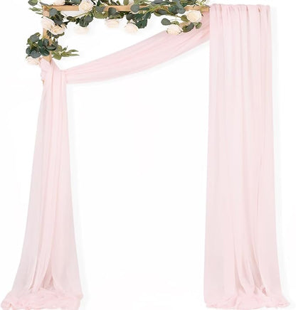 MLMC Blush Pink Wedding Arch Draping Fabric 1 Panel 29" x 20 FT Extra Long Gauze Drapes Sheer Backdrop Curtains 6.6 Yards Airy Outdoor Drapery Panels for Wedding Baby Shower Birthday Decor