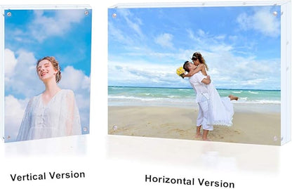 2 Pack Acrylic Picture Frame 4x4 Clear Double Sided Magnetic Photo Frameless Desktop Display with Photo Frame Stand Best Gift for Family, Baby, Document Photo Frames- Free Soft Microfiber