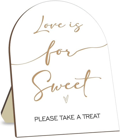 Bridal Shower Decor Supplies, Love is Sweet Please Take A Treat Sign, Love is Sweet Wooden Sign with Stand, Wedding Sign Bridal Shower Favors for Guests, Bridal Shower Party Supplies 9 * 11IN