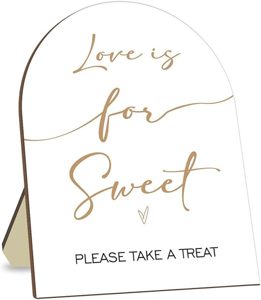 Bridal Shower Decor Supplies, Love is Sweet Please Take A Treat Sign, Love is Sweet Wooden Sign with Stand, Wedding Sign Bridal Shower Favors for Guests, Bridal Shower Party Supplies 9 * 11IN
