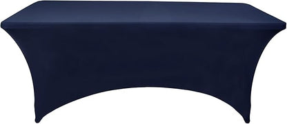 6-Pack 6ft Spandex Table Covers for Rectangle Standard Folding Tables - Wrinkle Resistant Stretch Tablecloths - Ultimate Fitted Table Protector for Parties, Trade Shows, Wedding