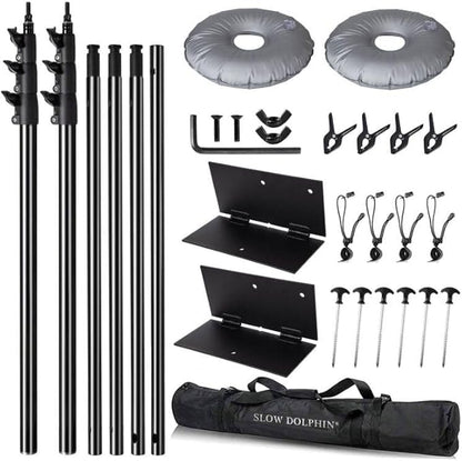 SLOW DOLPHIN Pipe and Drape Photography Backdrop Stand Kit Adjustable Photo Background Stand 10ft x 10ft with Metal Base for Parties Weddings Birthday Party Events Photo Booth(Black)