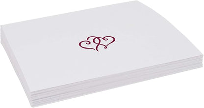 Linked Hearts Place Cards, Burgundy (Choose Color), Set of 60, Pre-cut and Scored - Wedding, Party, Dinner, and Special Events - Made in the USA