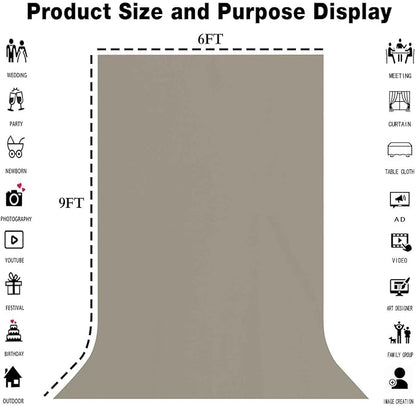 High Density Fabric 6x9FT Grey Backdrop Photo Background,Professional Photography Video Studio, Events, Streaming