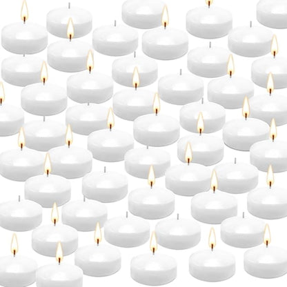 50 Floating Candles, Smoke-Free and odorless, Burning continuously for 5-6 Hours, White, 2-inch Floating Candles, Suitable for Valentine's Day, Weddings, Holidays, Home Decoration……
