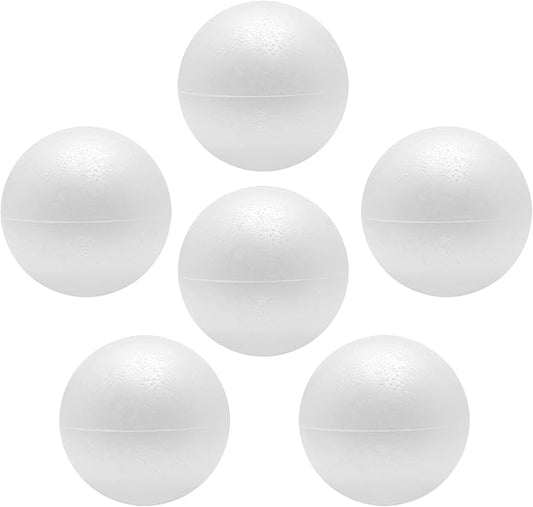 FFchuanhe Craft Foam Balls 6 Inch 6 Pcs Polystyrene Foam Balls Smooth Round Ball, for Arts and Crafts Supplies School Project Wedding Party Decorations, White