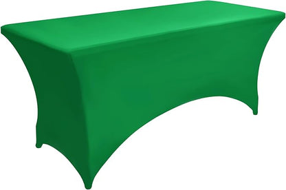 2-Pack 8ft Spandex Table Covers for Rectangle Folding Tables - Washable Elastic Tablecloth - Ultimate Fitted Table Protector for Birthday Parties, Trade Shows, Banquet