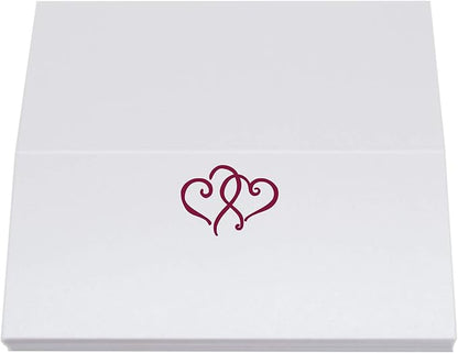 Linked Hearts Place Cards, Burgundy (Choose Color), Set of 25, Pre-cut and Scored - Wedding, Party, Dinner, and Special Events - Made in the USA