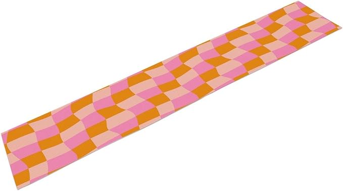 Checkered Table Runner Orange Retro 60s70s Boho Style Kitchen Restaurant Decoration Suitable for Indoor and Outdoor Festival Home Wedding Party Table Runner 13x60 Inch
