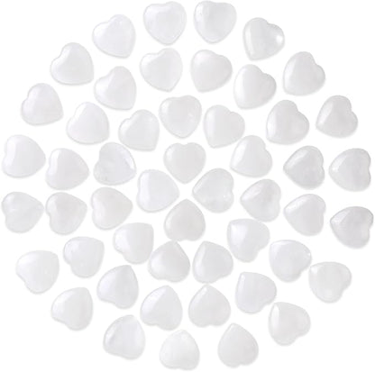 Gerrii 50 Pcs Heart Healing Stone Bulk Quartz Heart Inspirational Stones Gift for Women Love Pocket Polished Natural Energy Balancing Meditation 0.8 Inch(Clear)