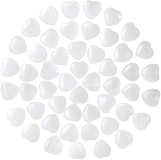 Gerrii 50 Pcs Heart Healing Stone Bulk Quartz Heart Inspirational Stones Gift for Women Love Pocket Polished Natural Energy Balancing Meditation 0.8 Inch(Clear)