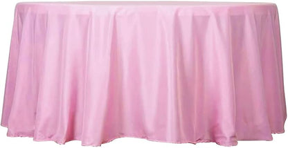 Efavormart Round Tablecloth, 132 Inch Stain & Wrinkle Resistant Washable Table Cloth, Decorative Polyester Fabric Table Cover for Banquet, Wedding, Dining- Pink