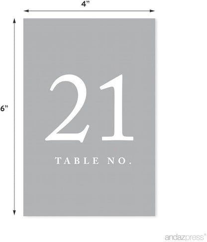 Andaz Press Gray Table Numbers 21-40, 4x6-Inches for Wedding & More