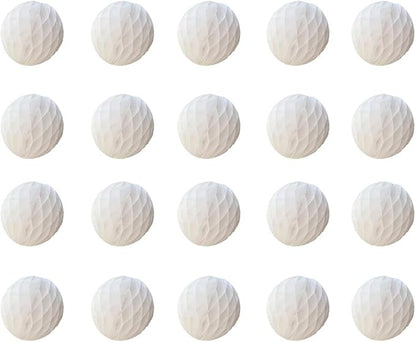 20pcs Honeycomb Flower Balls - Party Decor, Tissue Paper Pom Poms for Birthday, Wedding & Home (3inch, White)