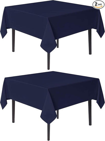 sancua Square Tablecloths 54x54 Inch, 2 Pack - Navy Blue Fabric Table Cloth for Square or Round Tables, Washable Polyester Table Cover for Dinner, Holiday Party, Decorative Display Tables