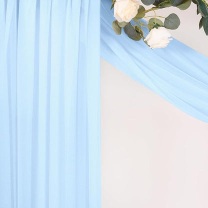 MLMC Baby Blue Wedding Arch Draping Fabric 1 Panel 29" x 20 FT Extra Long Gauze Drapes Sheer Backdrop Curtains 6.6 Yards Outdoor Drapery Panels for Wedding Baby Shower Party Ceiling Decoration