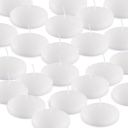 Set of 24， 3-inch Floating Candles, White Smoke-Free and odorless, Burning continuously for 8-9 Hours, Suitable for Valentine's Day, Weddings, Holidays, Home Decoration