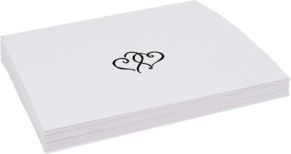 Linked Hearts Place Cards, Black (Choose Color), Set of 25, Pre-cut and Scored - Wedding, Party, Dinner, and Special Events - Made in the USA