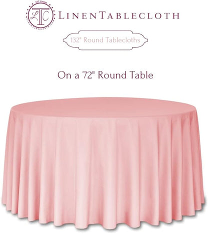 LinenTablecloth 132-Inch Round Polyester Tablecloth Silver