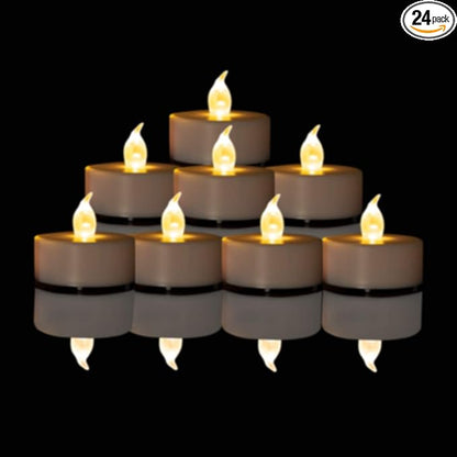 LED Tea Lights Candles- 24PACK Flameless Candles Realistic and Bright Flickering Long Lasting 200Hours for Holiday Celebration,Home Decoration Warm White